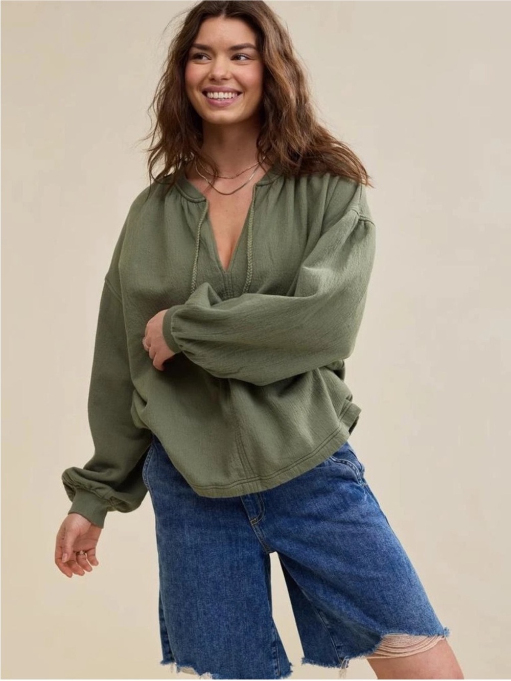 Aerie Easy Street Pullover with Tassel Tie